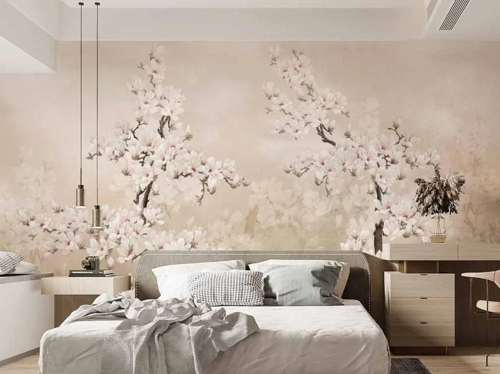 Sakura blossom floral wall mural peel and stick wallpaper botanical blossom wall mural wallpaper mural tree photo flower wall decals