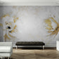 Peony wallpaper, extra large peel and stick floral wall mural, self adhesive white and gold wallpaper mural, accent wallpaper for living room