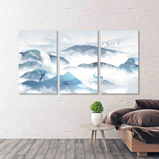 Blue ridge mountains wall art Smoky mountains wall art Outdoors mountains wall art Deer printable Canvas painting