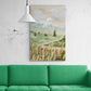 Framed panoramic wall art, large nature canvas print, colorful landscape art print, mountains wall art, botanical canvas print, green field art print, living room wall art, godmother gift