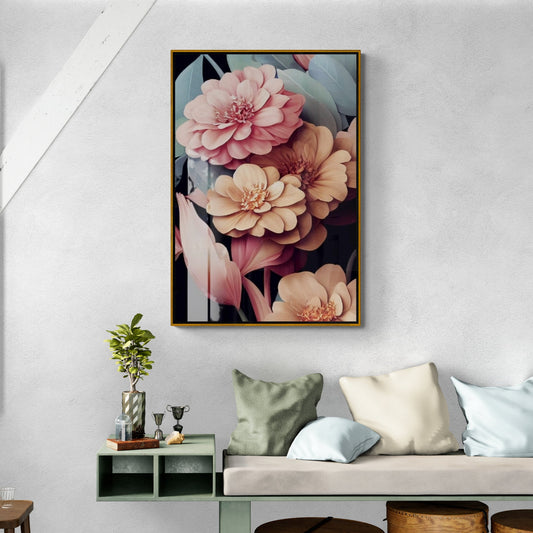 Flowers wall art, large floral art print, framed botanical artwork, printable wall art, gift for her, bedroom wall art