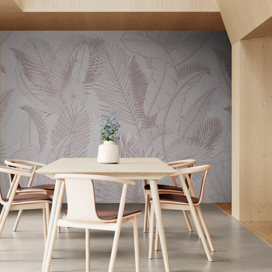 Leaves wallpaper, peel and stick abstract wall mural, removable wallpaper for living room or bedroom, wallpaper with feathers