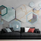 3d wallpaper, large geometrical wall mural, wallpaper with hexagons, peel and stick wallpaper, accentual wall mural for living room