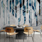 Abstract wall mural, accentual blue white wallpaper, self adhesive wallcovering for living room, peel and stick wallpaper