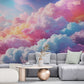 Extra large clouds wallpaper, self adhesive celestial wall mural, colorful abstract peel and stick wallpaper mural, wallpaper with colorful sky image, removable wallpaper