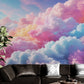 Extra large clouds wallpaper, self adhesive celestial wall mural, colorful abstract peel and stick wallpaper mural, wallpaper with colorful sky image, removable wallpaper