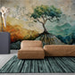 Tree of life wallpaper, botanical peel and stick wall mural, self adhesive wallpaper with large tree image, removable wallpaper mural, colorful nature wall mural, accent wallpaper