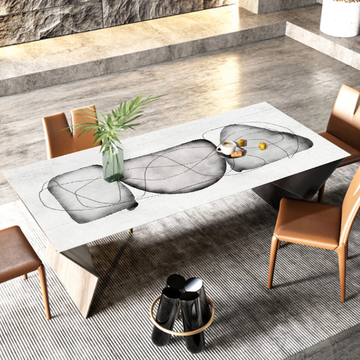 PVC-Tischdecke für Esstisch, Tischfolie in verschiedenen Größen "Karesansui Abstract"