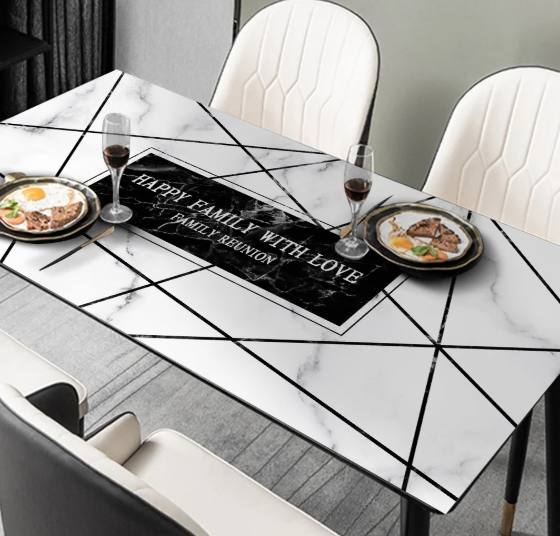 Tischdecke mit Muster für den Küchentisch, Tischauflage für die Küche „Happy Family“