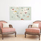 Children's world map wall art paintings on canvas, nursery wall art, world map wall art,  home wall decor, canvas painting, world map canvas