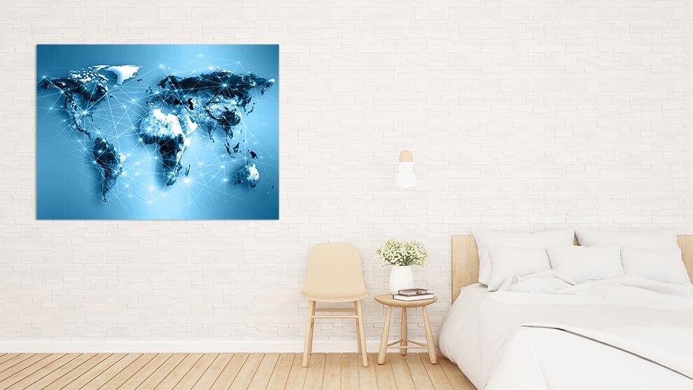 World map wall art paintings on canvas, world map canvas, home wall decor, canvas painting, extra large wall art, multi panel wall art