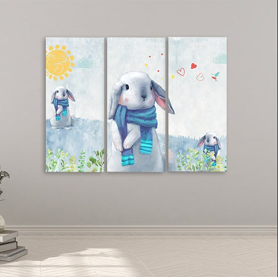 Baby wall art paintings on canvas, home wall decor nursery wall art hare wall art nursery decor girl nursery decor baby room wall decor