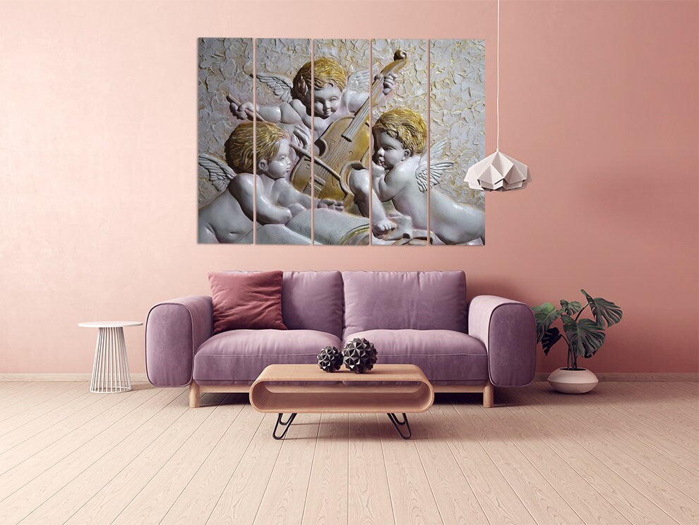 Angel wall art paintings on canvas, home wall decor, canvas painting, housewarming and wedding gift