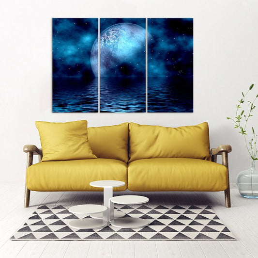 Moon wall art, Сosmos wall art paintings on canvas outer space decor home wall decor canvas painting bedroom wall decor multi panel wall art