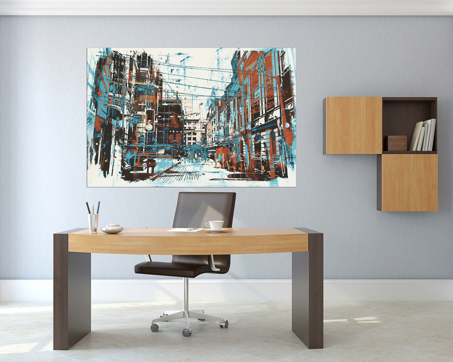 Abstract canvas, wall art paintings on canvas, home decor, city multi panel wall art, canvas print, trendy wall art, city street art