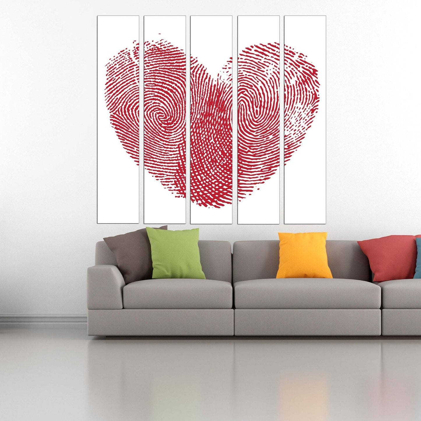 Red heart wall art, Love paintings on canvas, heart wall decor, living room art modern abstract art