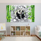 Panda kids Baby nursery Animal canvas wall art Jungle nursery framed print Playroom canvas painting Extra large multi panel wall art
