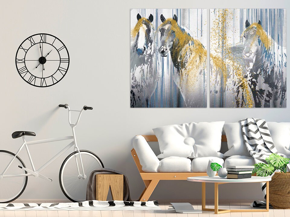 Horse wall art Amazing hand drawn horse paintings on canvas home wall decor canvas painting horse printable art large canvas art