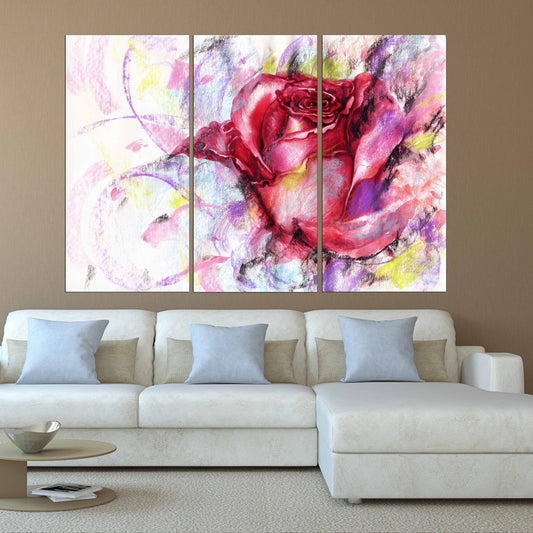 Pink roses wall art Flowers wall art paintings on canvas, home wall decor, canvas painting 3 piece wall art 4 panel wall art 5 panel canvas