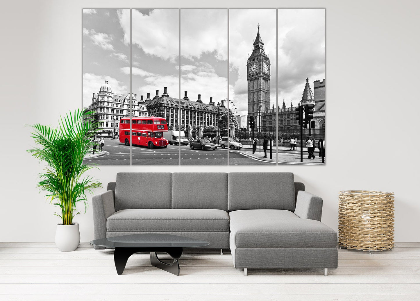 London wall art paintings on canvas, home wall decor, big ben wall decal, city multi panel wall art, canvas print, bathroom wall decor