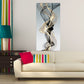 Gold framed canvas wall art abstract, black and gold vertical painting, large floating frame wall art bedroom, extra large wall art print