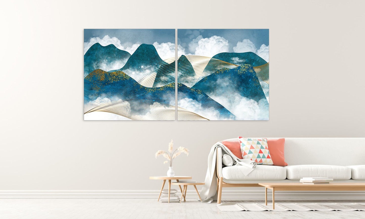 Blue ridge mountains wall art Mountain line art wall print Modern abstract art Abstract art print Abstract wall art Abstract painting