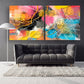Blue and yellow rainbow clip art  Large wall art framed abstract Modern abstract art Multi panel canvas Abstract wall art Abstract painting
