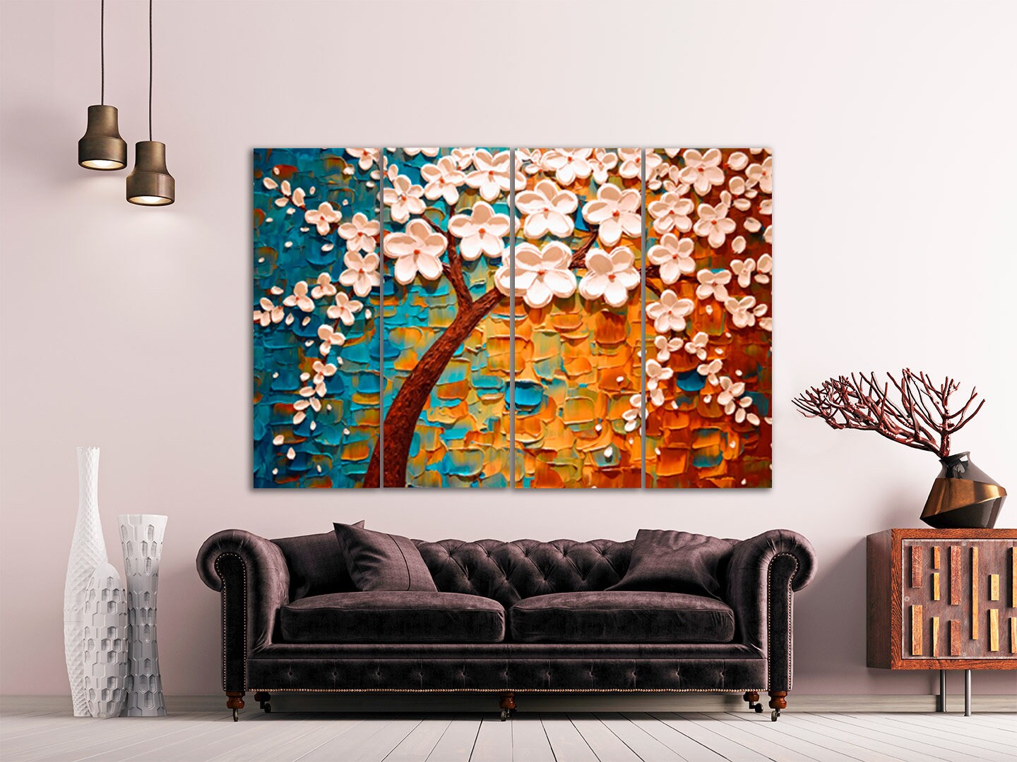 Sakura bonsai tree Sakura blossoms Floral wall art  japanese wall art canvas  japanese prints wall art asian wall art huge wall art