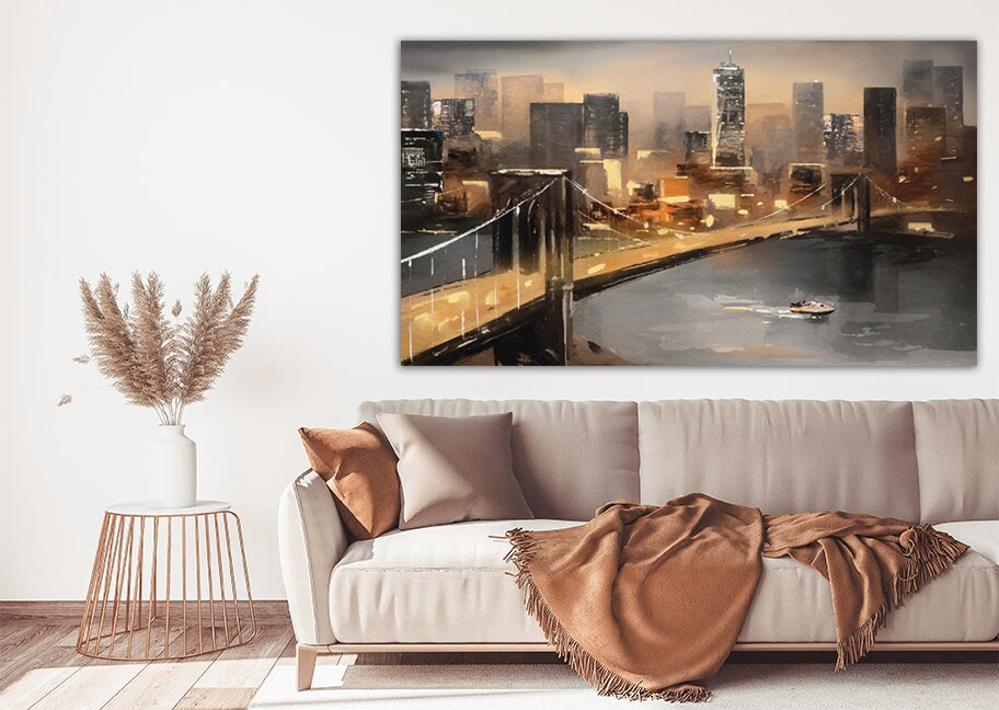 New york city extra large multi panel wall art American bridge home wall decor framed art print large canvas oil painting