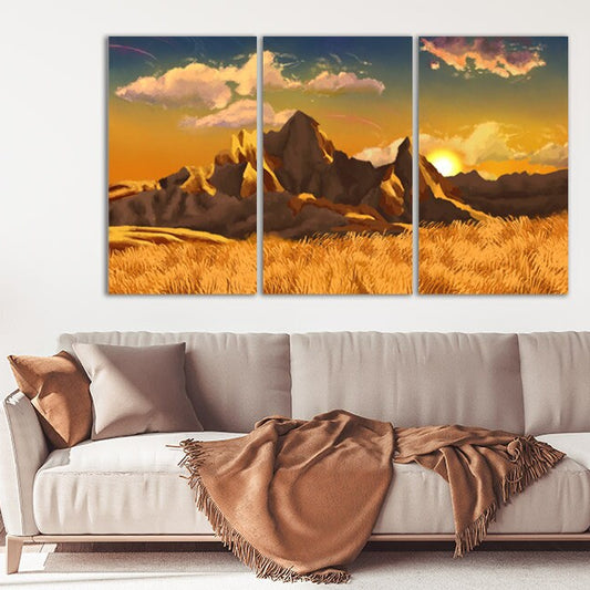 Mountains wall art Landscape painting on canvas Nature prints home bedroom wall decor extra large multi panel canvas painting