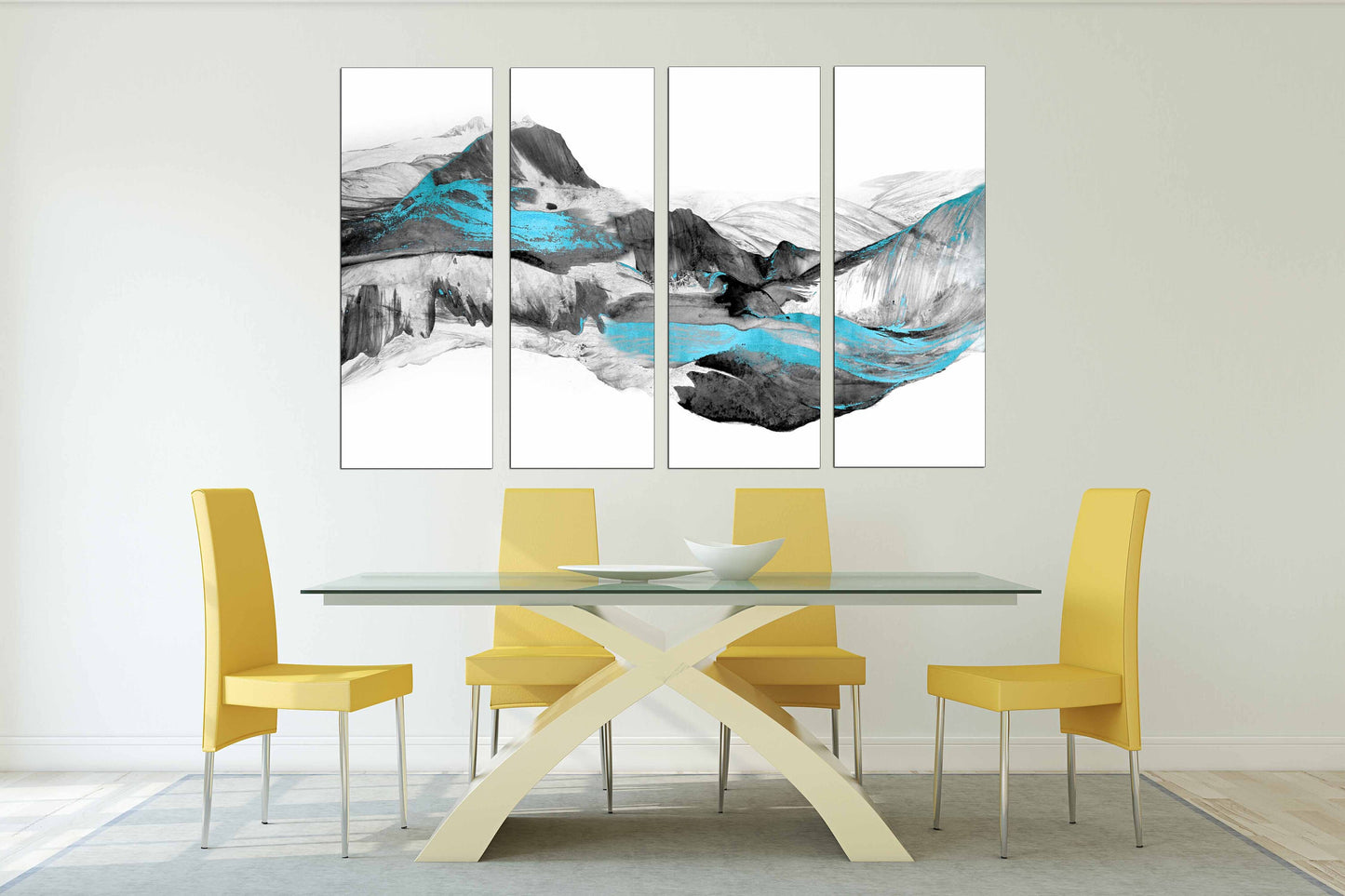 Modern abstract wall art framed canvas painting Blue ridge Mountain line art wall print Home wall decor housewarming and wedding gift