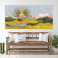 Indie room decor Golden sun Rocks and mountains 3 panel canvas Home wall decor Outdoors mountains wall art Canvas painting