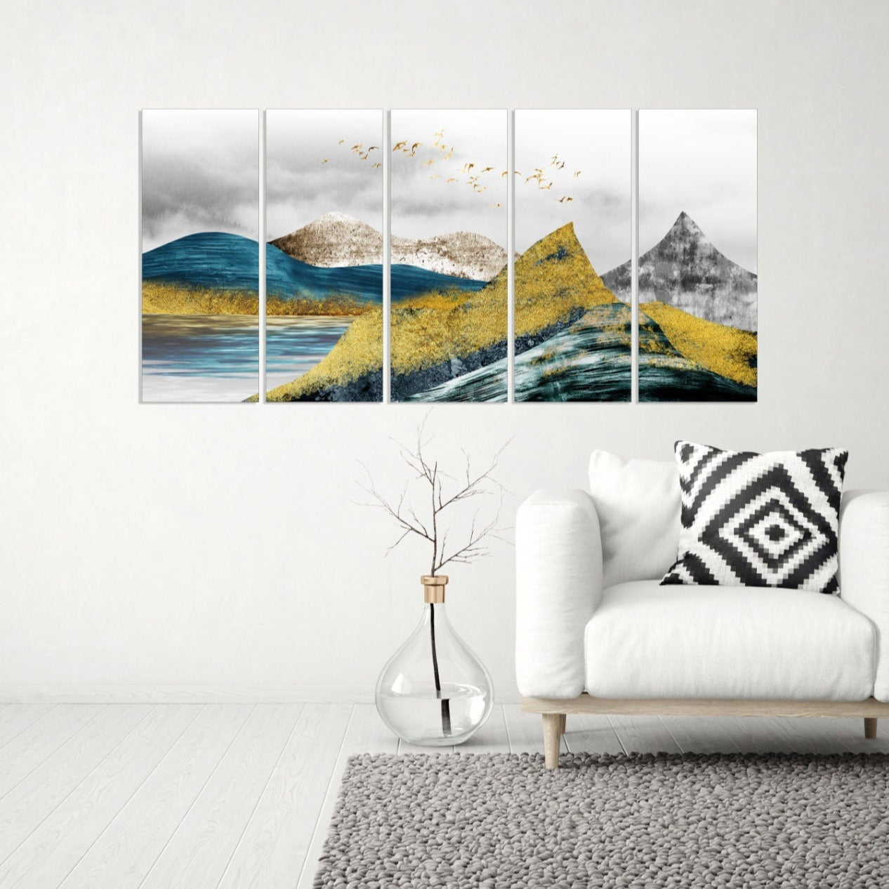 Mountain lake painting original art lake Home wall decor Canvas painting Outdoors mountains wall art Rocks and mountains