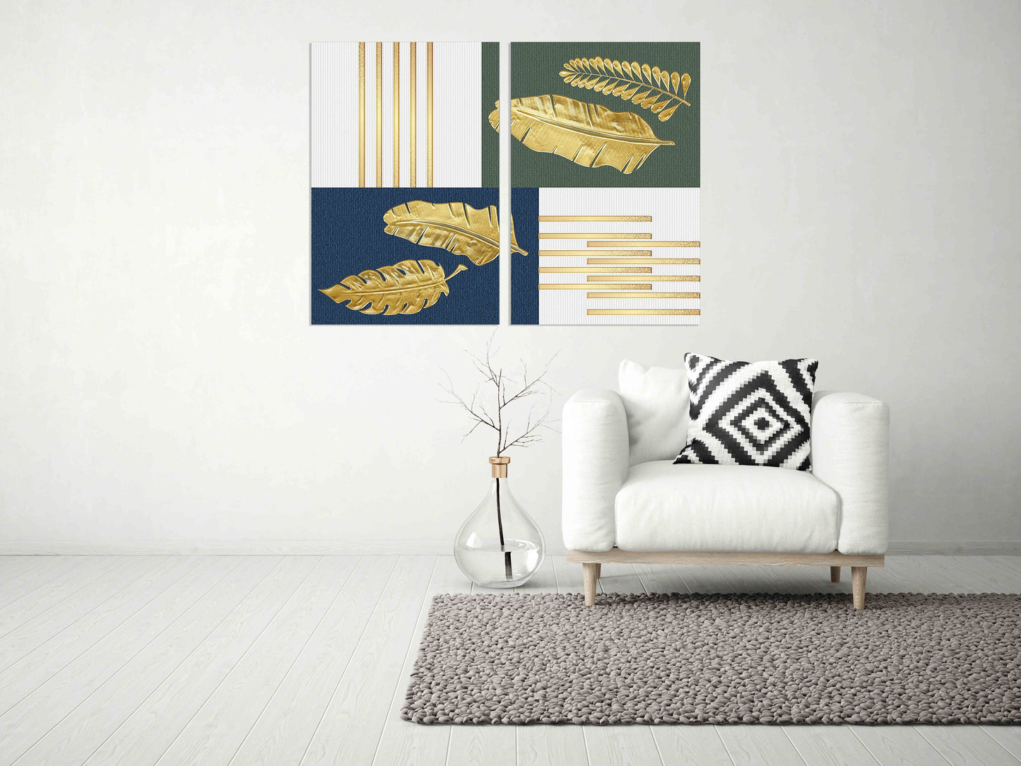 Herb prints wall art Dried palm leaves Abstract wall art Home wall decor Modern abstract art 3 piece wall art Feathers of style