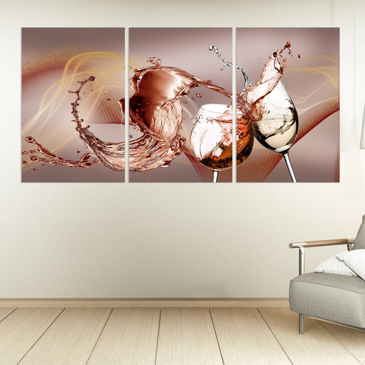 Wine wall art Kitchen wall decor canvas Extra large Multi panel Canvas painting Housewarming gift printable art 3 piece frame canvas