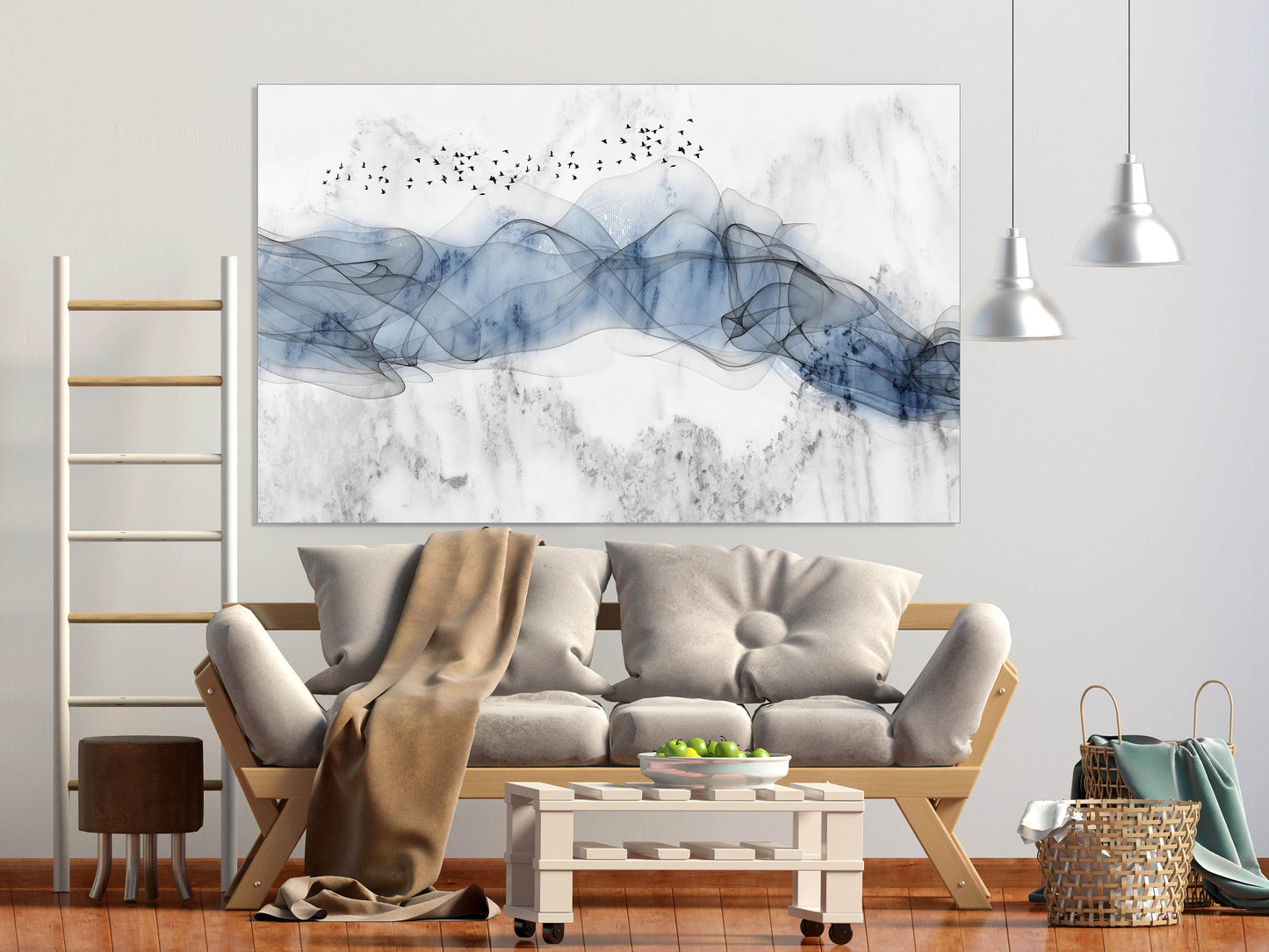 Abstract canvas wall art Great smoky mountains horizontal home decor wall art Abstract art print Extra large wall art Multi panel wall art