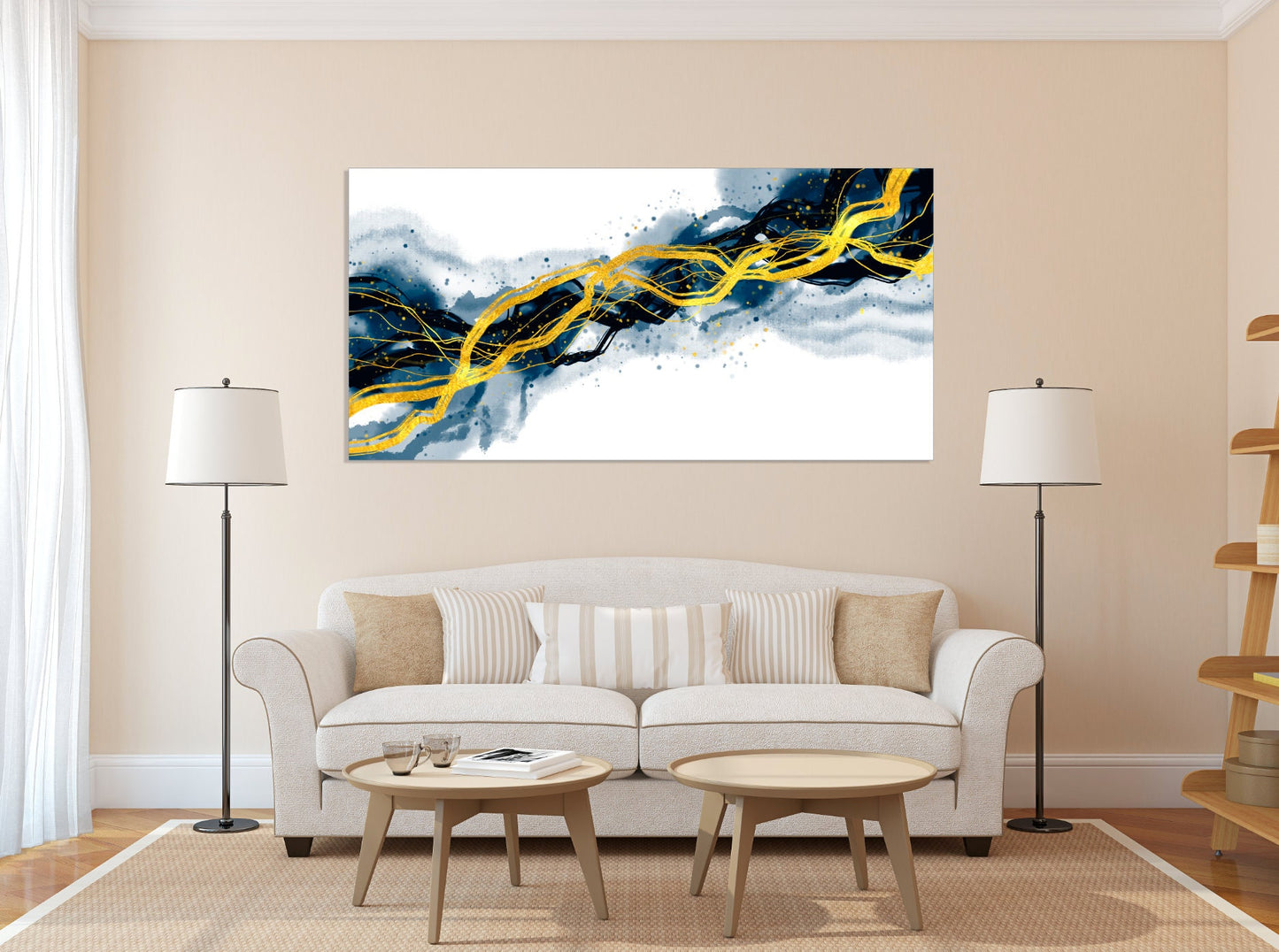 Canvas wall art Modern abstract wall art calm horizontal art Multi panel canvas room wall decor Abstract painting Extra large wall art