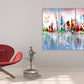 Bright city wall art oil painting canvas print Large wall decor living room modern