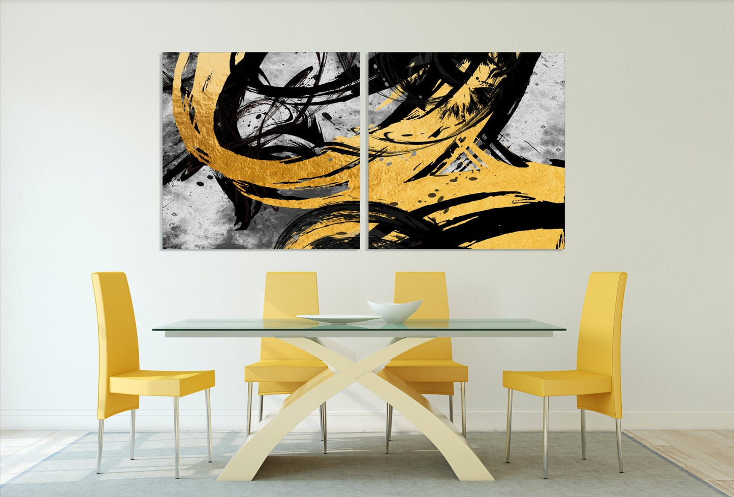 Oversized yellow and black wall art, abstract wall art, , blue and gold wall art, abstract painting extra large canvas wall art