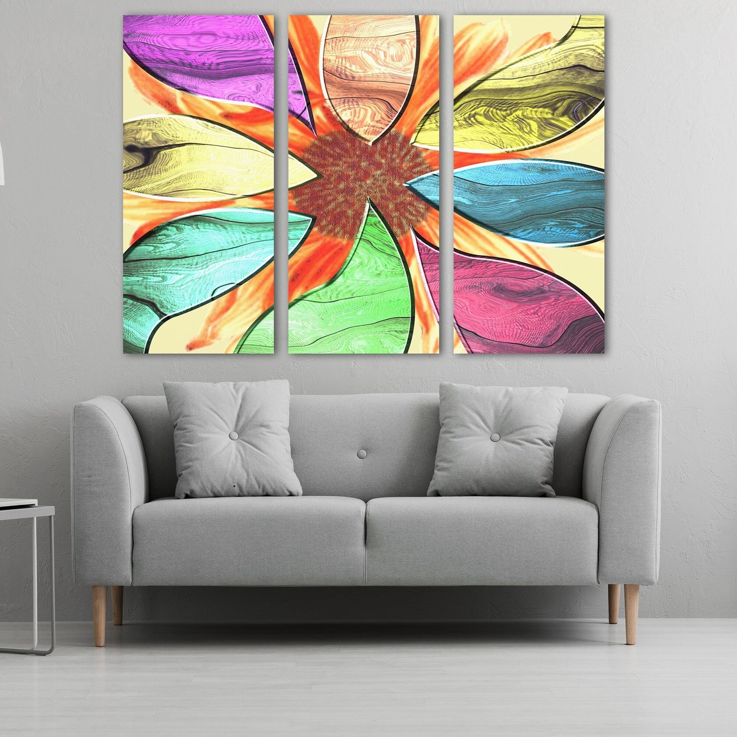 Modern abstract wall art, horizontal canvas print, huge painting, wall hanging decor, multi panel wall art