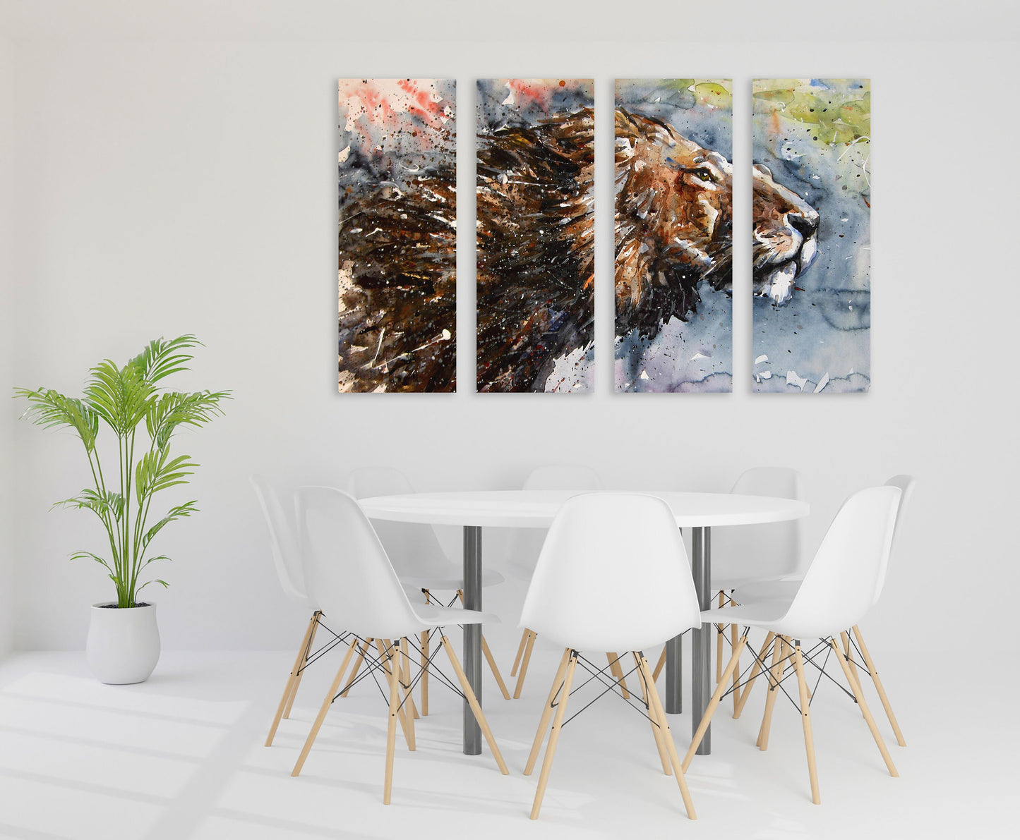 Lion wall art, african animal canvas wall art Lion's mane multi panel extra large canvas art painting Home wall decor