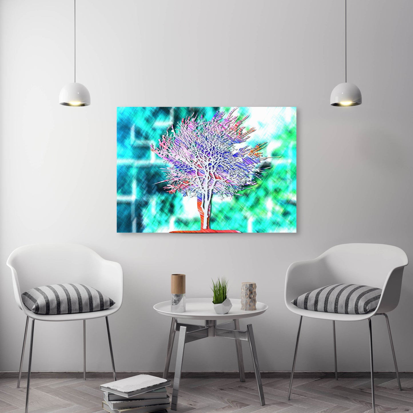 Tree canvas wall art, modern abstract wall art, horizontal canvas print, huge painting, multi panel wall art