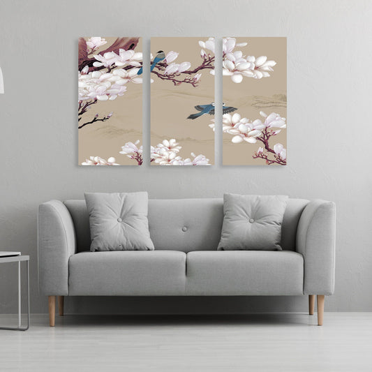 Magnolia painting, floral wall art, japanese wall art canvas, japanese prints wall art asian wall art huge wall art