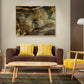 Abstract gold canvas print, extra large wall hanging decor, floater frame abstract wall art, minimalist print artwork in gold brown colors
