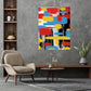 Abstract brush stroke framed canvas wall art, colorful floating frame canvas print, modern multi colored hanging wall decor for living room