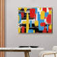 Abstract brush stroke framed canvas wall art, colorful floating frame canvas print, modern multi colored hanging wall decor for living room