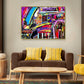 Large abstract wall art, framed street art canvas print, floatind frame, printable graffiti artwork, original living room hanging wall decor