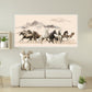 Large framed horses herd wall art, animal hanging wall decor in floater frame, printable western canvas artwork, mountains canvas print