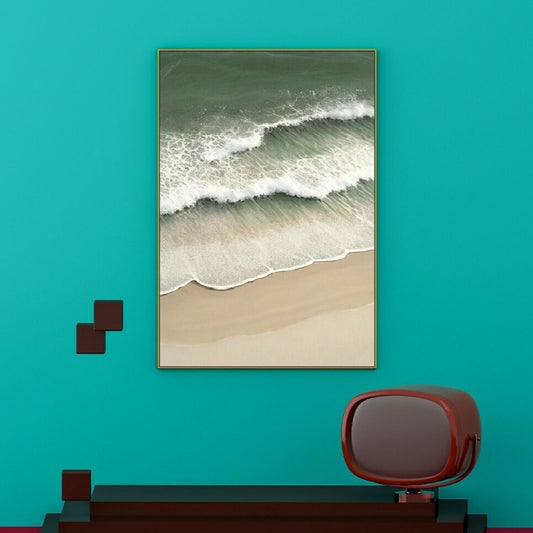 Large wave wall art, floating frame seascape artwork, marine hanging wall decor, printable nautical canvas wall art, framed sea wave artwork