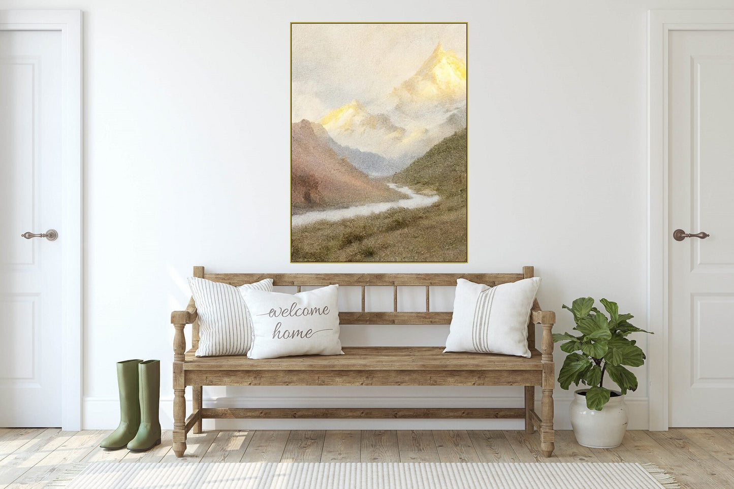 Large mountains wall art, floater frame nature canvas print, landscape hanging wall decor, printable artwork for living room, trendy gift